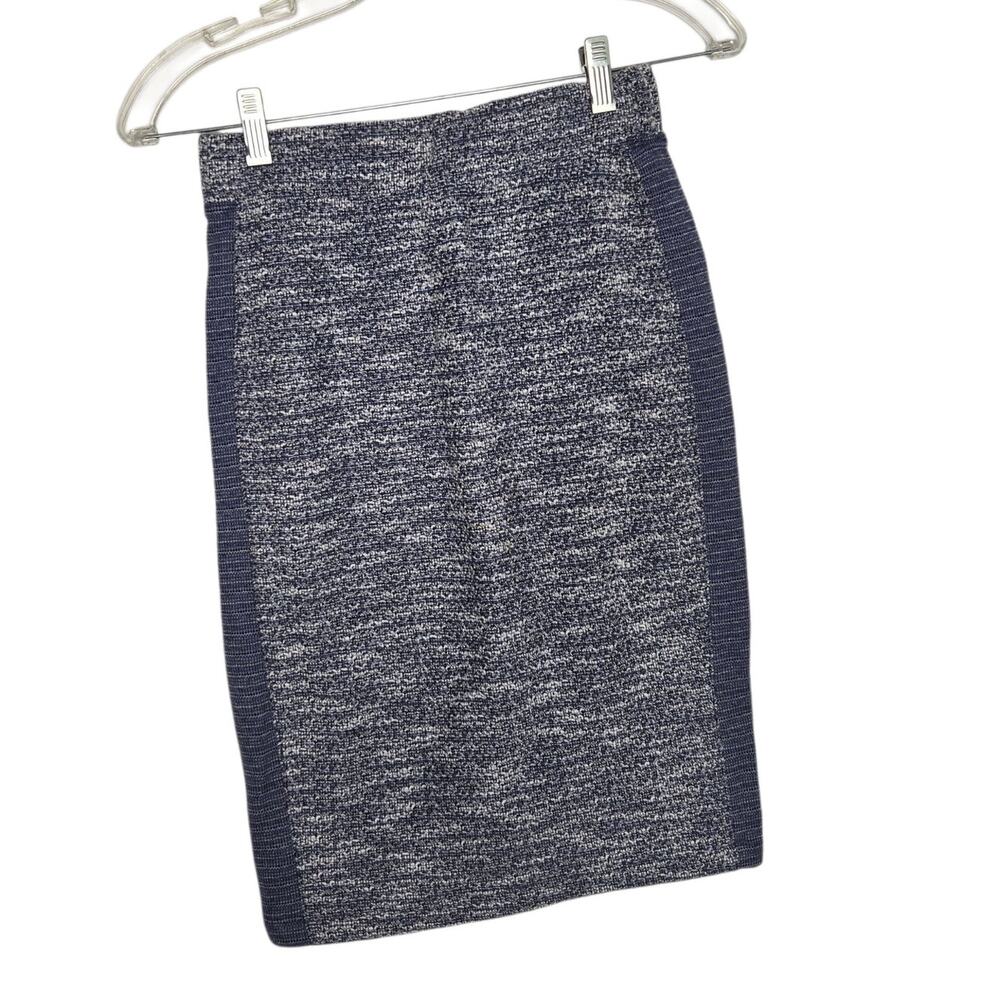 Marine Layer Tweed Panel Pencil Skirt Blue Knit Elastic Waist Women Small - Picture 3 of 9